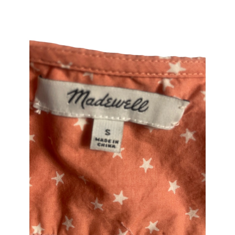 Madewell Small Orange White 100% Cotton Ladies Cute Top - Picture 4 of 7